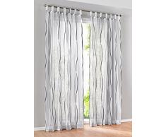 BAILEY JO 1er-Pack Gardinen mit Wellen Druck Design Vorhang Transparent Voile Vorhänge (BxH 140x225cm, Grau mit Schlaufen)