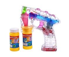 Schramm® LED Seifenblasenpistole incl. 2x50ml Seifenblasen Flüssigkeit OHNE BATTERIEN Pistole Bubble Gun