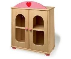 Small Foot by Legler Puppenschrank aus Massivholz, mit rosafarbenem Aufsatz und Herzlogo, großer Innenraum inkl. Kleiderbügel, ein Must-Have für kleine Puppenmuttis ab 3 Jahren