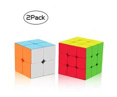 Roxenda Schnelles Würfel-Set, 2 x 2 x 2, 3 x 3 x 3, mattierter Zauberwürfel, gesteckter Würfel