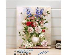 Waofe Ausmalbilder Nach Zahlen Blumen Acryl Diy Stillleben Malerei Farbe Auf Leinwand Für Wohnzimmer Wanddekoration Zeichnung Kunst No Frame