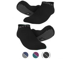 rutschfeste Anti Skid Grip Socken (2 Paar) (perfekt für Pilates, Yoga, Barre, Dance, Martial Arts, Trampolin, Fitness, Krankenhaus, Reha, Home & Body Balance)