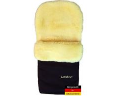 Lammfell Fußsack für Kinderwagen von LANABEST. Schadstoffarm. Hergestellt in Deutschland. Echtes Merino Lammfell, medizinisch gegerbt, waschbar, Öko-Tex-Qualität. Geschenkqualität! Farbe: dunkelblau