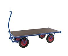 Schwerlastwagen 2000 x 1000 mm, mit Deichsel-Bremse, Transportwagen | Bollerwagen Luftbereift