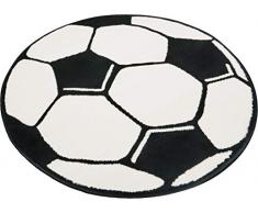 Hanse Home Kinderteppich Spielteppich Fußball Schwarz Creme rund, ø 100 cm