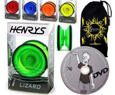 Henrys YoYo Lizard + Lernen Yo Yo Tricks DVD + Reisetasche! Yoyo Profi für Kinder und Erwachsene! AXYS-Systemachse Slider mit High-Speed-Lager. (Rot)