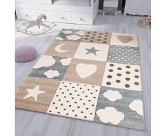 VIMODA Kinderteppich Teppich Kinderzimmer Babyteppich mit Herz Stern Mond, Maße:120x170 cm