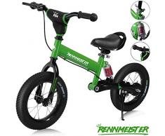 Deuba Rennmeister Laufrad | pneum. Breitreifen | Handbremse | Anti-Shock | Lenkerpolster | Kinder Fahrrad Lauflern Rad Balance Bike 12