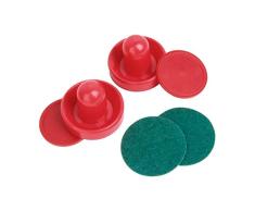 Isuper Sport Air Hockey Pucks und Paletten Set mit 2 roten Air Hockey-Schlägern und 4 roten Sporttaschen, Set mit Torwart-Tisch, Zubehör, Größe L (96 mm)