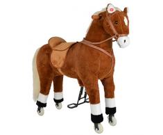 Pink Papaya XXL Reitpferd auf Rollen Amigo, 90cm Spielpferd, fahrendes Schaukelpferd bis 100kg belastbar, Spielzeug Plüsch Pferd zum Drauf sitzen mit Sounds