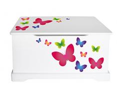 Unbekannt Leomark Hölzern Kindertruhenbank Kinderbank Truhenbank Motiv: Schmetterlinge. Behälter für Spielzeug, Sitzbank mit Stauraum für Spielsachen