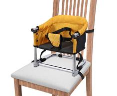 Portable Boostersitz Baby Sitzerhöhung Hochstuhl Faltbar Kindersitz mit Transporttasche für Indoor Outdoor und Unterwegs(Gelb)