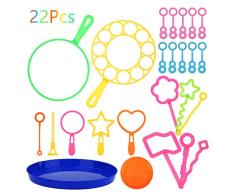 ZERHOK 21Stk Seifenblasen Stäbe Set Multi Form Seifenblasenstäben Tragbare Seifenblasen Kleine und Größe Bubble Maker Ringe Kinder Indoor Outdoor Spielzeug für Kindergeburtstag Reise Sommer Party