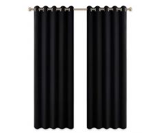PONY DANCE Thermo Vorhang Blickdicht - Kinder Gardinen Schlafzimmer Licht Blockieren Gardine Verdunkelung Ösenvorhang Wärmeisolierend, 2 Stücke H 228 x B 167 cm, Schwarz