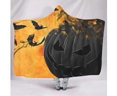 Nat Abra Feiertags-Halloween-Dunkle Kürbis-Schläger-Decken Erstklassiger Weicher Warmer Sherpa-Hauben-Poncho-Mantel-Kap-Kindercampingstuhl-Schlafzimmer