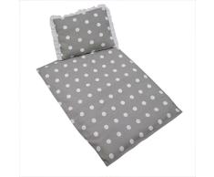 Rawstyle 2 tlg. Set Bezug **STERNEN-MOTIV** in 70x50 cm für Kinderwagen, Wiege und Stubenwagen Kinderbettwäsche Garnitur Bettwäsche *Deckenbezug + Kissenbezug* (Grau + Punkte Weiß)