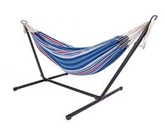 Livinxs Doppel Hängematte mit Stahlgestell und praktischer Tragetasche | Platz für Zwei Personen | Perfekt für Garten, Balkon oder Terrasse | Hohe Belastbarkeit (Ocean)