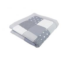 ULLENBOOM ® Baby Krabbeldecke Graue Sterne (100x100 cm Baby Kuscheldecke, ideal als Laufgittereinlage, Spieldecke, Motiv: Punkte, Sterne, Patchwork)