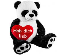 Brubaker XXL Panda 100 cm groß mit Hab Dich lieb Herz Stofftier Plüschtier Kuscheltier Teddybär