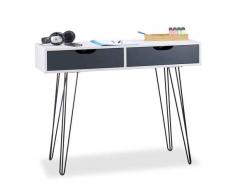 Relaxdays Schreibtisch weiß, mit Schubladen, modernes Design, Jugendschreibtisch, HxBxT: 76 x 100 x 40 cm, white