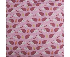 Kissenbezug 40x40 cm, Igel Pilze Blätter, Rosa, Baumwolle, Wendekissen, Kinder, Kinderkissen, Kissenhülle, Kissen, Dekokissen, Kinderbett, Kinderzimmer, Sofakissen, Tiere, Tiermotiv