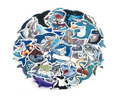 Nette Meerestier-Hai-Aufkleber Spielzeug für Kindermotorräder Skateboards DIY Hand Tagebücher Sammelalben Schreibtischaufkleber 50Pcs / Set