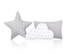 Amilian® Set 3 x Kissen Stern Wolke Dekokissen Kuschlig Flauschig (SET3)