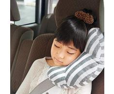 KiraKira Gurtpolster für Kinder, Auto Schlafkissen, Reise-Nackenkissen Nackenhörnchen, Autositz Kopfkissen Gürtel Pillow Schulterschutz, Maschinenwaschbar,Super weich(grey)