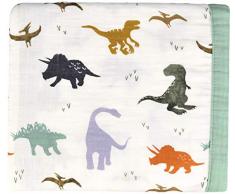 Little Jump Dinosaurier Baby Kuscheldecke, 2-lagig 120x120 cm Bambus musselin babydecke for mädchen Jungen/Weiche Decke für Kinderwagen & Babyschale | Kinderdecke (Dinosaurier)