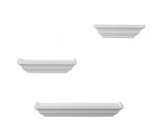 WOLTU RG9295ws Wandregal 3er Set Wandboard Holzregal Bücherregal Board Regal Barock Weiss