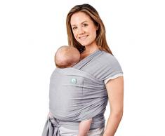 Trekki Tragetuch Baby, Babytragetuch Neugeborene, elastisches Baumwolle Sling - mit großen Vordertasche (Grau)