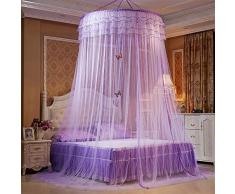Wifehelper Atmungsaktive Runde Baldachin Spitze Prinzessin Stil Moskitonetz Bett Vorhang Netting Home Schlafzimmer Dekor(Violett)