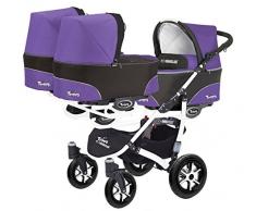 Trippy Drillingswagen Geschwisterwagen Kombi Kinderwagen 2in1 Baby Wanne und Sportwagen weiß