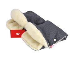 BABYLUX MUFF Handmuff PLÜSCH/WOLLE Handwärmer für Kinderwagen Buggy Handschuh 2 Stück (55. Lein + Lammwolle)