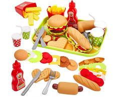 Buyger Kinder Küchenspielzeug Lebensmittel Spielzeug Küche Hamburger Set Pädagogisches Rollenspiele Geschenk für Jungen Mädchen