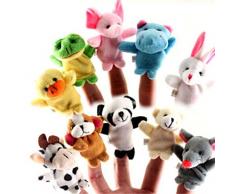 Jooks Fingerpuppen Set für Kinder | Velvet Tiere Handpuppen | Niedliches Spielzeug Fingertiere 10 Stück