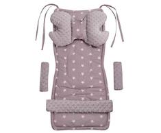 Universal Sitzauflage Kinderwagen & Buggys Sitzeinglage Kinderwagendecke 5tgl Gurtpolster + Spielbogen Kinderwagenset MINKY Baumwolle Medi Partners (Sternen mit grauen Minky)