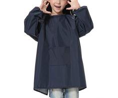 Wasserdicht Malschürze Kinder Bastelkittel Kinderschürze Bastelschürze Langarm Malkittel Kinder Schürze (L,Dunkelblau)