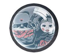 Japanische Puppe Kleiderschrank Knöpfe runde Griffe mit Kristallglas für Möbeltür (4St.) 3.5x2.8cm