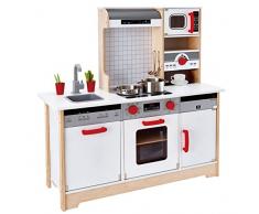 Hape E3145 Multifunktionale Spielküche, große Spielküche mit Licht, Ton und anderen Funktionen, weiß
