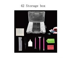 5D Diamant Painting Werkzeuge Kit-42Gitter Diamant Stickerei Box Aufbewahrungsbox von Diamant Malerei Zubehör für Nägel,Strass,Perlen,DIY Handwerk Werkzeuge mit Quick Point Stift,Platte,Pinzette,Label
