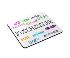Mousepad mit Namen Kuscheltiger personalisiert - Motiv Positive Eigenschaften - Namensmousepad, personalisiertes Mauspad, Gaming-Pad, Maus-Unterlage, Mausmatte