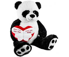 Brubaker XXL Panda 100 cm groß mit Einen Engel ohne Flügel nennt Man Mama Herz Stofftier Plüschtier Kuscheltier Teddybär