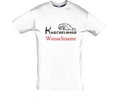 Schlaf-Shirt Kuschelmaus mit Wunschname Bedruckt (Foliendruck) (weiß, M)