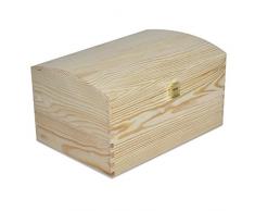 Creative Deco XXL Große Holztruhe Holz-Kiste mit Deckel und Schloss | 34,5 x 25 x 19,2 cm | Schatz-Truhe Spielzeugkiste Holzbox Unlackiert Kasten | ohne Griffen | Ideal für Wertsachen und Spielzeuge