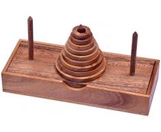 Logoplay Holzspiele Pagoda - Turm von Hanoi - Denkspiel - Knobelspiel - Geduldspiel - Logikspiel mit 9 Scheiben aus Holz