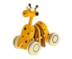Bino & Mertens 90987 buntes Ziehtier Giraffe, lustiges Nachziehspielzeug aus Holz. Ahmt die Bewegungsabläufe der Giraffe nach und bespasst die Kleinen bei den ersten Schritten. Größe ca. 14x10x18 cm.