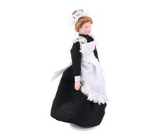 Sharplace Miniatur Porzellan Puppen Diener mit Display Stand für 1:12 Puppenhaus Dekoration - ca. 15,5cm