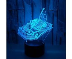 3D Lampe Go-Kart Fahren Nachtlicht Optische Illusions, 7 Farbwechsel Acryl Berühren Led Tabelle Schreibtisch Lampe Für Kinder Schlafzimmer Dekoration Geburtstagsgeschenke