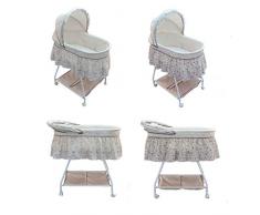 Stubenwagen Baby Bettchen Bett Kinder Babywiege Beistellbett (Weiß-Zirkus 25020-D01)